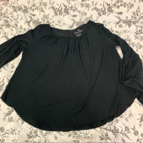 2 for $15‼️ Black Bell Sleeves Top w/ adjustable neckline - Picture 4 of 6
